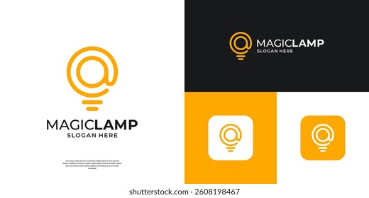 Abstract letter A with light bulb logo symbol for business, innovation and technology.