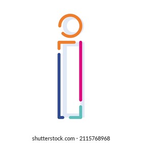 Abstract Letter İ Line Colorful linear logotype. modern letter lines with new pop art colors. Font alphabet template. Logo set thin line clean style. The Latin alphabet.
