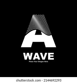 Letra abstracta Diseño del logotipo del vector de onda de línea A. Adecuado para negocios, afiches, tarjetas, símbolo de onda y