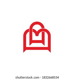 abstract letter am linked line design logo vector
