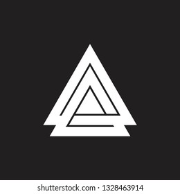 abstract letter A linked triangle arrow geometric logo vector