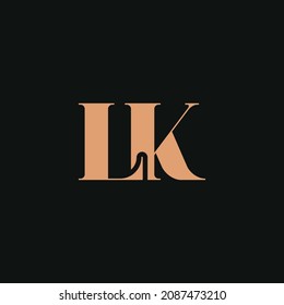 Letra abstracta del logo de LK. Este icono del logotipo se incorpora con forma abstracta de forma creativa. Logotipo profesional de gama alta para empresas