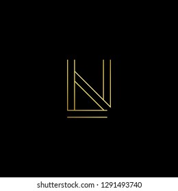 Abstract letter LN NL. Minimal logo design template. Vector letter logo with gold and black color.