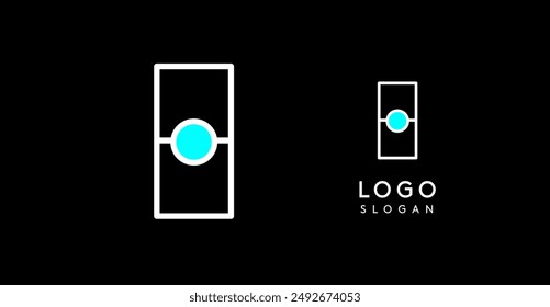 Logo Abstractas de la letra I con puntos azules. Diseño lineal minimalista, monograma de letras audaces y limpias para la marca corporativa, startups tecnológicas, empresas de seguridad y App de juegos. Ilustración vectorial.