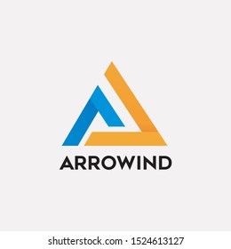 Abstract letter A logo colored blue and orange
