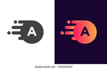 Abstract A Letter logo design with bubble. Technology logo design with  A letter minimal and modern concept vector