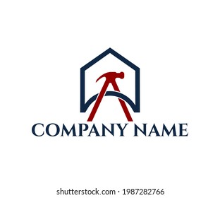 abstract letter a logo design, construction logo design