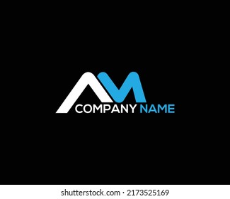 Abstract Letter AM Logo Design. Creative AM Letter Vector Illustration on Black Background.