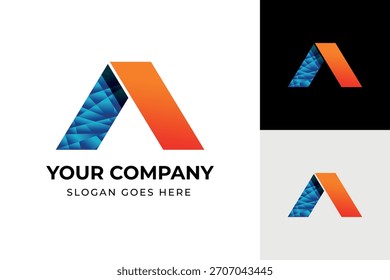 Diseño de logotipo de letra A Abstractas con degradado y detalle facetado