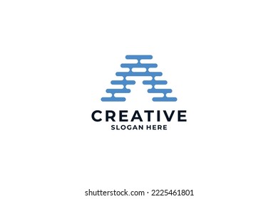 Letra abstracta diseño del logotipo A. Símbolo moderno para tecnología digital con molécula y abstracto
