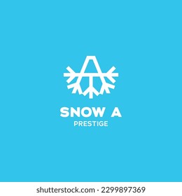 Letra abstracta plantilla de diseño de logotipo A. Carta A con copos de nieve.