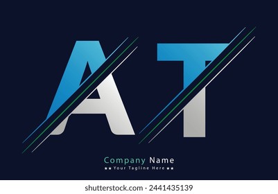 Abstract AT letter logo design template. Vector Logo Illustration.