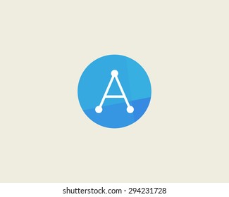Abstract letter A logo design template. Dot, line, color creative sign. Universal vector icon.