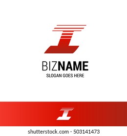 Abstract letter I logo design template. Red vector icon.