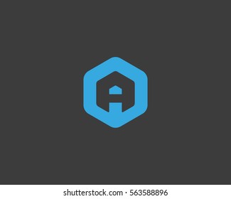 Abstract letter A logo design template. Creative hexagon sign mark. Universal vector icon logotype