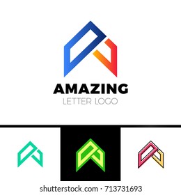Abstract letter A logo design template. Arrow creative sign. Vector icon.