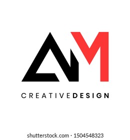 Abstract letter AM logo design vector template