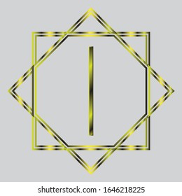 Letra abstracta I vector de diseño de logotipo,I letra plantilla de logotipo dorado.
