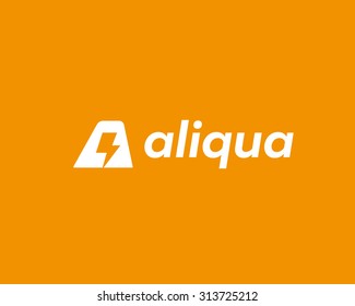 Abstract letter A logo. Dynamic unusual font. Universal fast speed moving quick energy icon. Flash vector logotype. 
