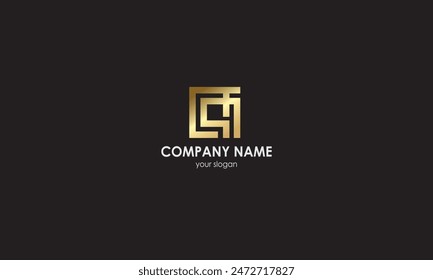 Diseño plano abstracto del logotipo de la letra, oro