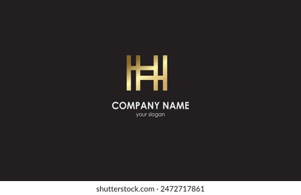 Diseño plano abstracto del logotipo de la letra, oro