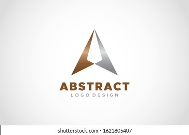 Abstract Letter A Logo Geometric Triangle Arrow Up isolated on gradient background. Flat Vector Logo Design Template Element