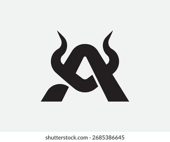 Letra Abstractas Logotipo A con cuernos, gráfico de Vector para la identidad de la marca. Uso para el diseño moderno, marca corporativa y símbolos creativos. Estilo aislado y minimalista.