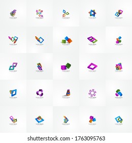 Abstract and letter logo icons set collection isolated on white background