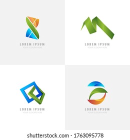 Abstract and letter logo icons set collection isolated on white background