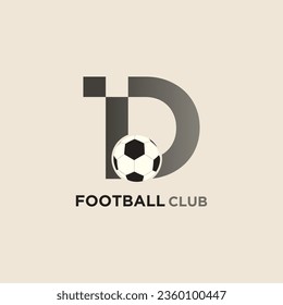 Abstract letter logo with initial D modern football club premium vector