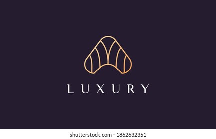 Abstract letter A logo from line in modern and luxury style