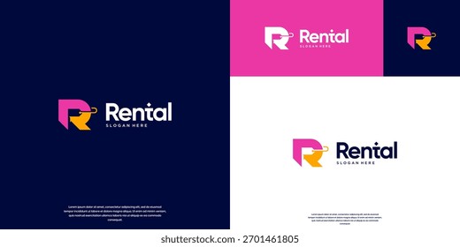 Logotipo de letra Abstractas con espacio negativo en forma de etiqueta de producto, alquiler y ventas, Vector de diseño de Vector.
