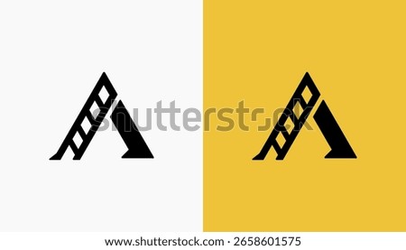 Abstract letter A logo for negative videotape film play vector template