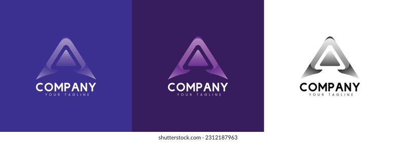 Colección Resumen Carta A Logo, en muchos colores, con un tema moderno.