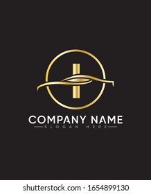 Abstract letter I logo in simple line graphic design template vector