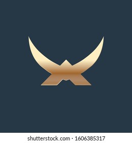 Abstract A Letter Logo Template vector icon illustration design with gold color