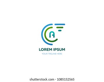 Abstract letter A logo vector design. Icon technology and circle speed concept template.