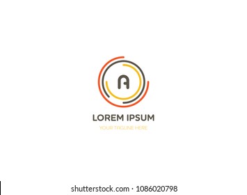Abstract letter A logo vector design. Icon technology and circle concept template.