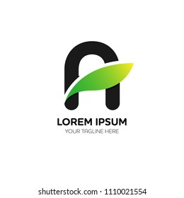 Abstract letter A logo vector design. Icon eco character and leaf concept template.