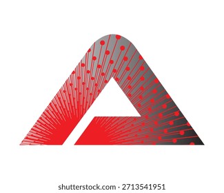Abstract Letter A Logo Vector Design. Futuristic Technology Monogram with Data Lines and Red Dots. Digital Network Branding Icon and Graphic Element.