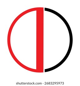 Vector Abstractas del logotipo de la letra I: icono binario rojo y negro del monograma para la identidad Corporativa y la marca de la Tecnología