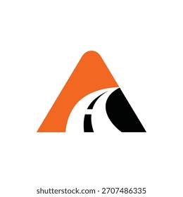 Abstract Letter A Logo with Winding Road Path