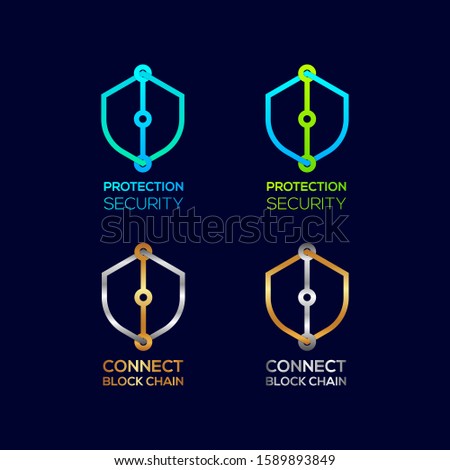 Abstract Letter i Logotype, Protection Shield Security logos with Modern line Cross shape and Link Dots or sync signs, Connect Technology and Digital symbols, Blockchain and Data concept