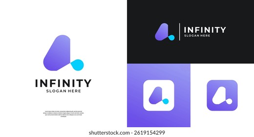 Abstract letter A loop logo. Modern infinity symbol triangle shape. Usable for business, company and technology.