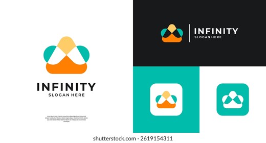 Abstract letter A loop logo. Modern infinity symbol triangle shape. Usable for business, company and technology.