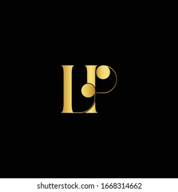 Abstract letter LP PL. Minimal logo design template. Vector letter logo with gold and black color.