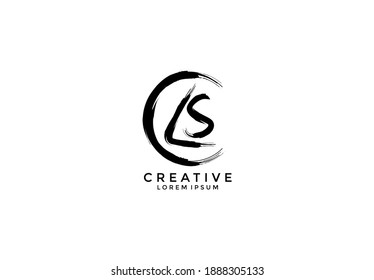 Abstract Letter LS Art Brush Stroke Logo