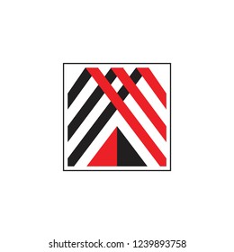 abstract letter m 3d triangle logo vector