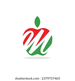 Letra abstracta M plantilla de logotipo de Apple, logotipo de vectores para identidad empresarial y de empresa