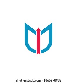 abstrakter Buchstabe m Pfeil nach oben geometrisches einfaches Logo, Vektorgrafik